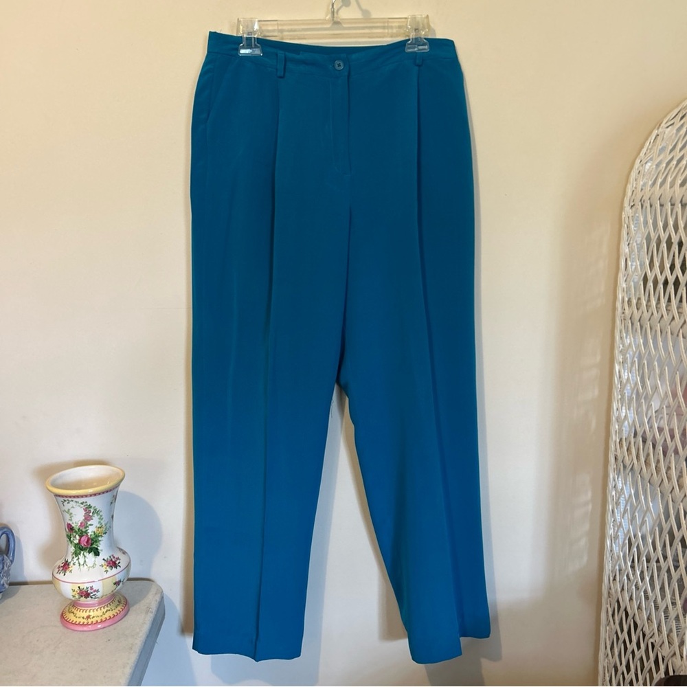Evan Picone Silk Dress Pants Women’s 12 Trousers Slacks Blue Business Feminine